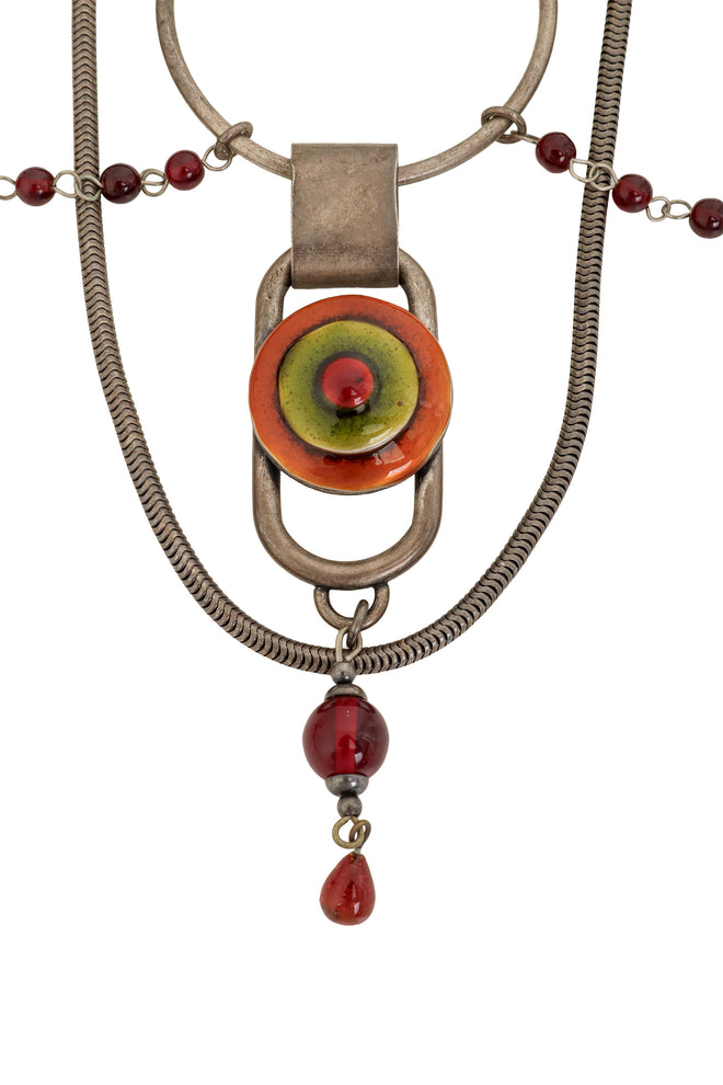 Industrial Ring Enamel Necklace by Jean Paul Gaultier close @ Recess LA