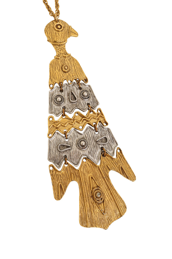 Articulated Bird Pendant Necklace close @ Recess LA