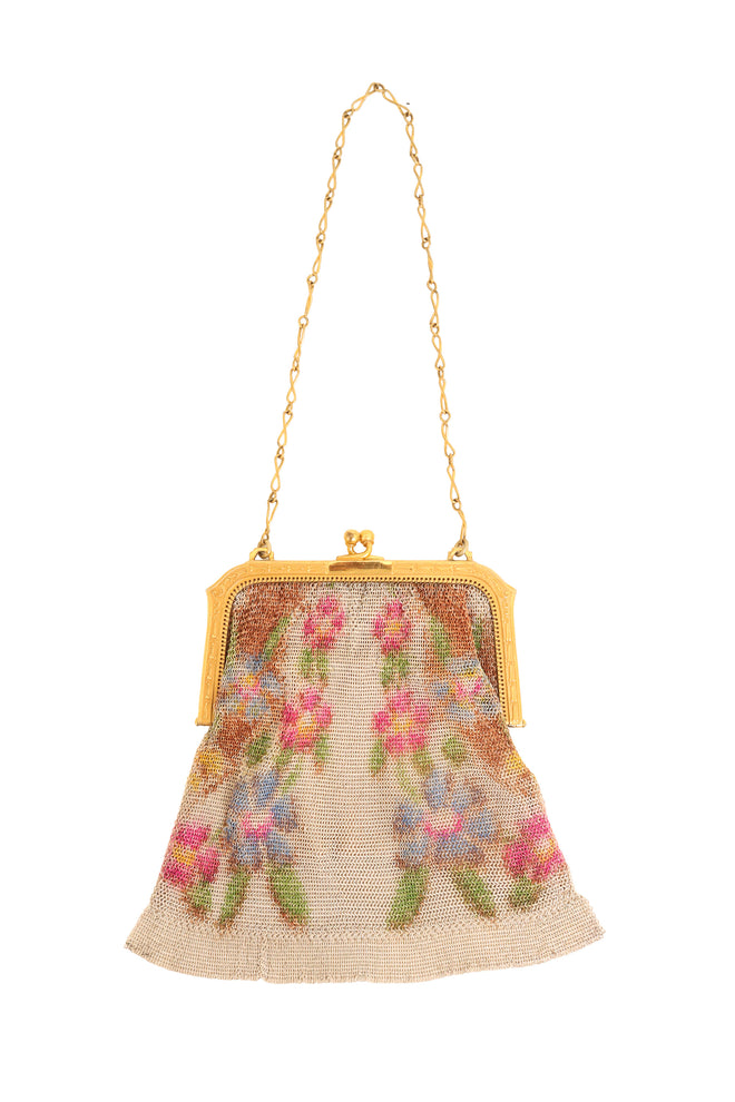 Vintage Whiting & Davis Gold Filigree Floral Mini Mesh Bag @ Recess LA