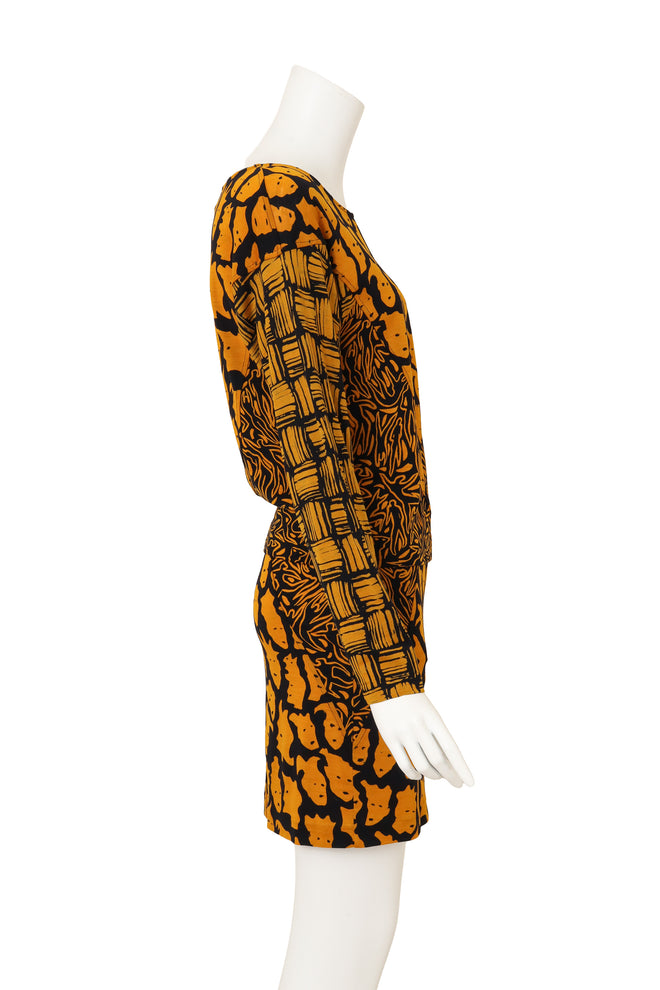 Vintage Missoni Abstract Faces Sweater & Skirt Set on mannequin side @ Recess LA