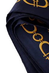 Large silk oval loop chain ribbon print scarf by Roberta di Camerino hem stitching @ Recess LA