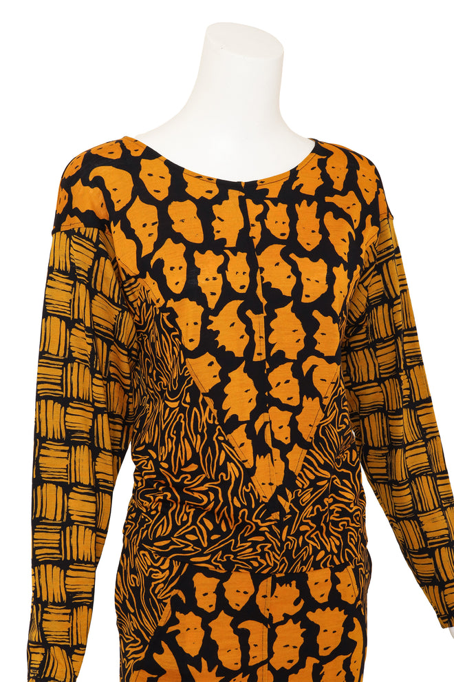 Vintage Missoni Abstract Faces Sweater & Skirt Set on mannequin close @ Recess LA