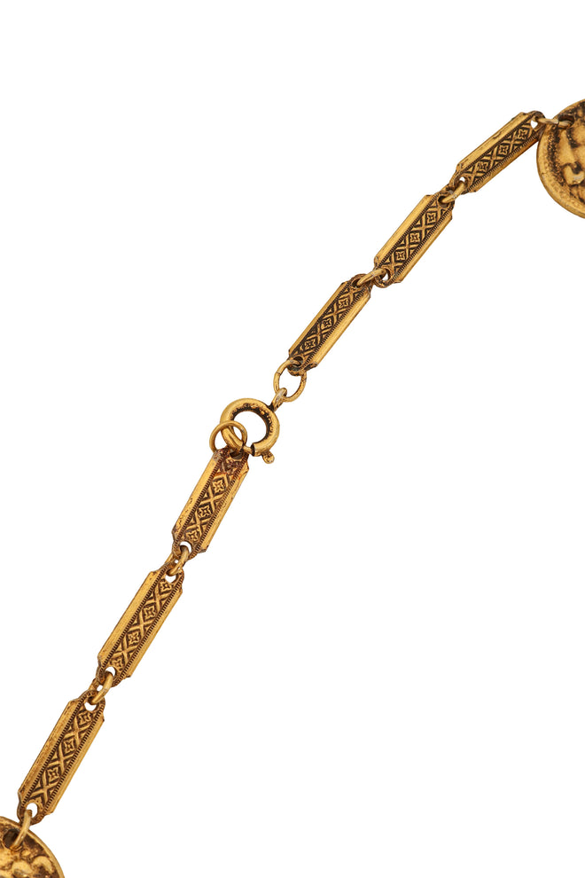 Roman Coin Station Necklace clasp @ Recess LA