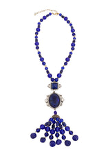 Cobalt Beaded Cameo Necklace by Moans @ Recess LA