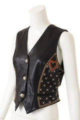 Vintage North Beach Studded Blackjack Leather Vest on mannequin side close @ Recess LA