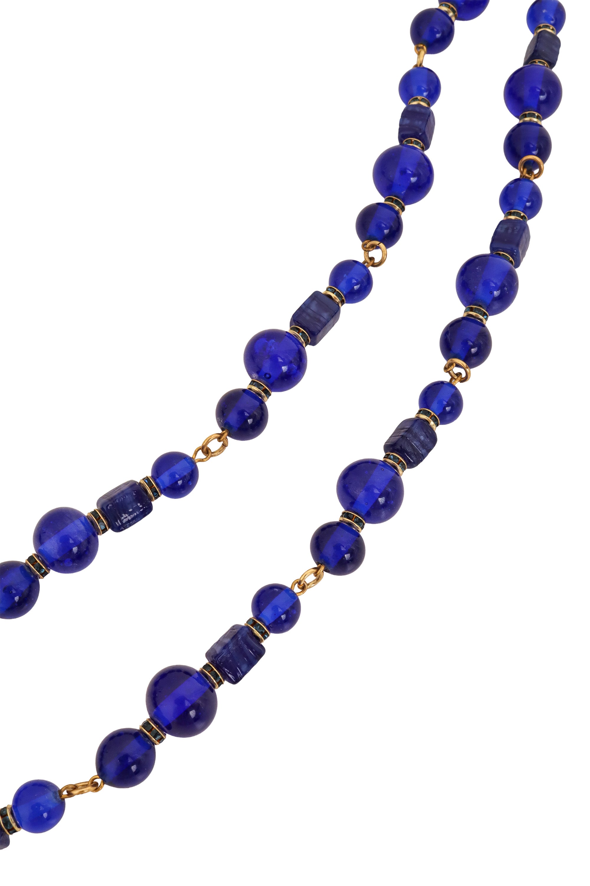 Cobalt Beaded Cameo Necklace by Moans beads @ Recess LA