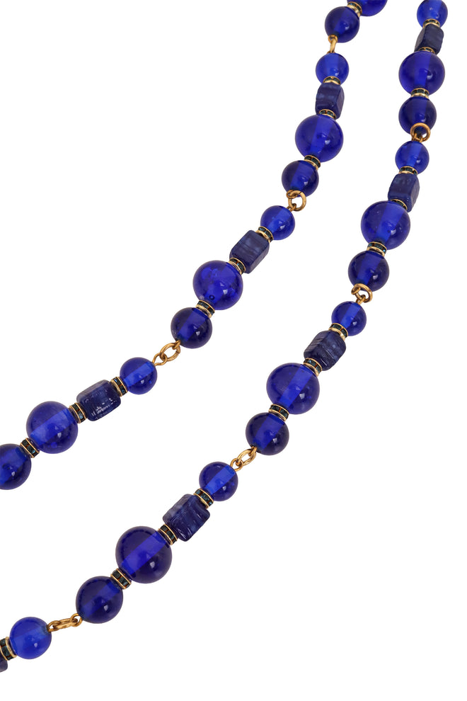 Cobalt Beaded Cameo Necklace by Moans beads @ Recess LA