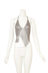 Vintage Ferrara Bead Lattice Chainmail Halter Top on mannequin @ Recess LA