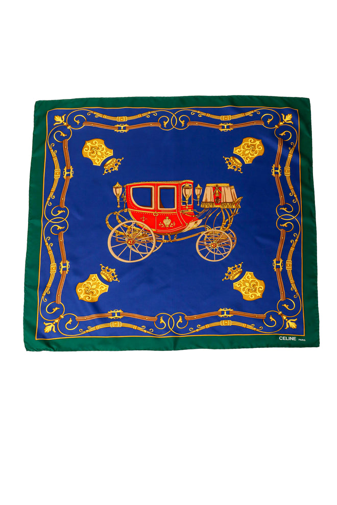 Large silk carriage and crown print scarf by Celine @ Recess LA