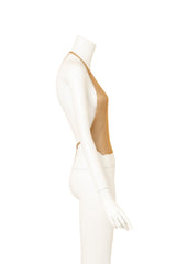 Vintage Ferrara Mesh Beaded Halter Top on mannequin side @ Recess LA