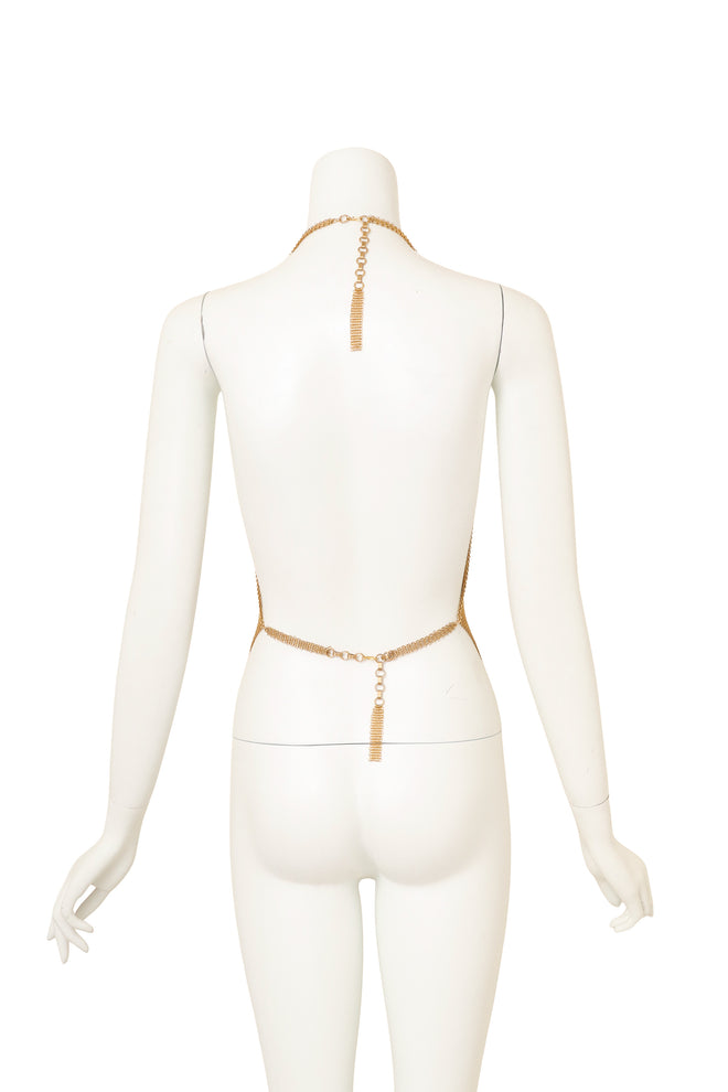 Vintage Ferrara Mesh Beaded Halter Top on mannequin back @ Recess LA