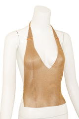 Vintage Ferrara Mesh Beaded Halter Top close @ Recess LA