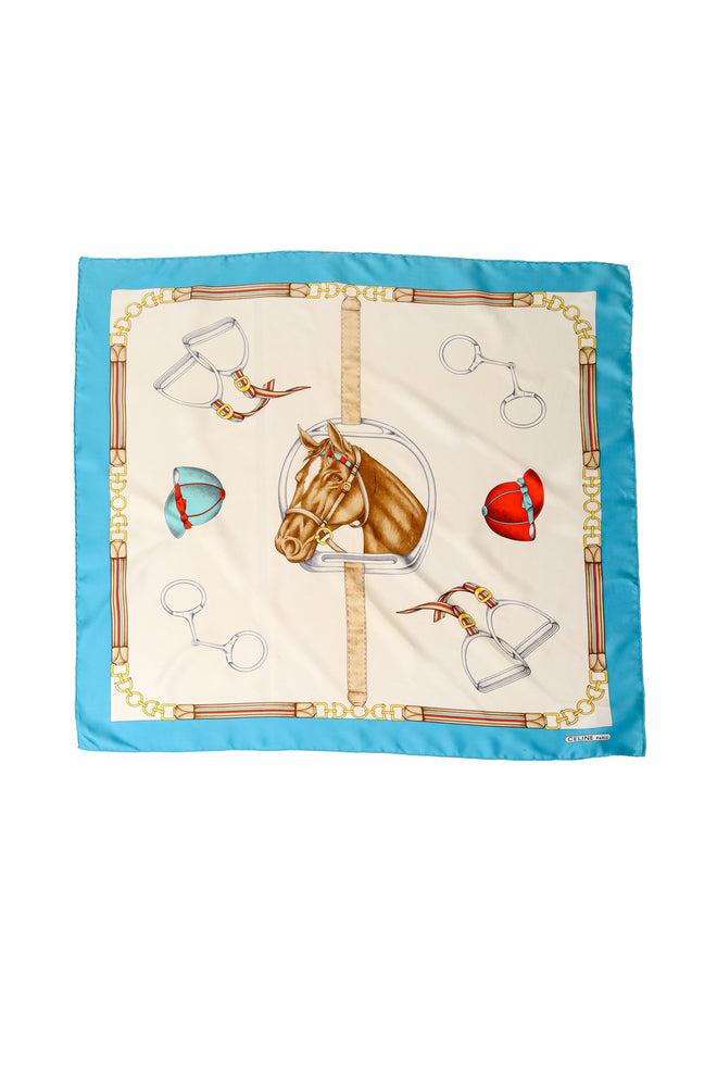 Large silk horse with accessories print scarf by Celine @ Recess LA