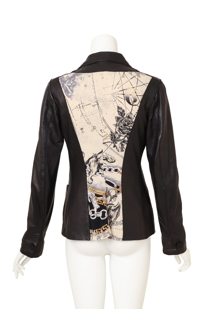 Vintage Roberto Cavalli Astrology Tattoo Cutaway Jacket on mannequin back  @ Recess LA