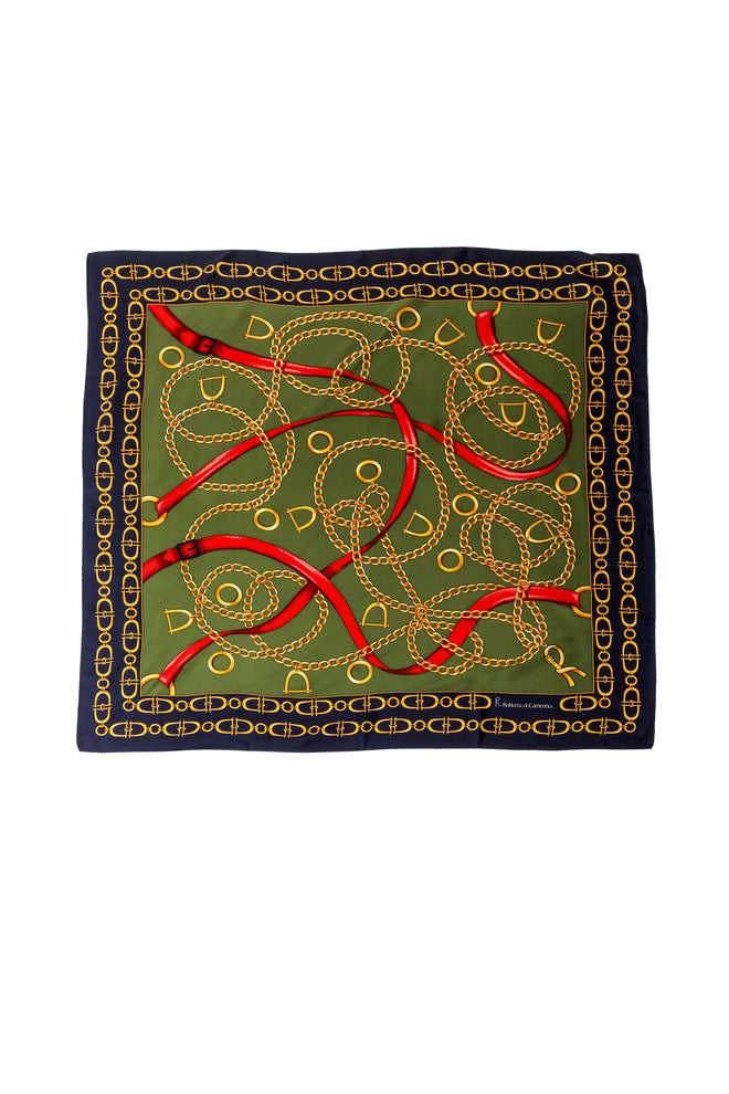 Large silk oval loop chain ribbon print scarf by Roberta di Camerino @ Recess LA