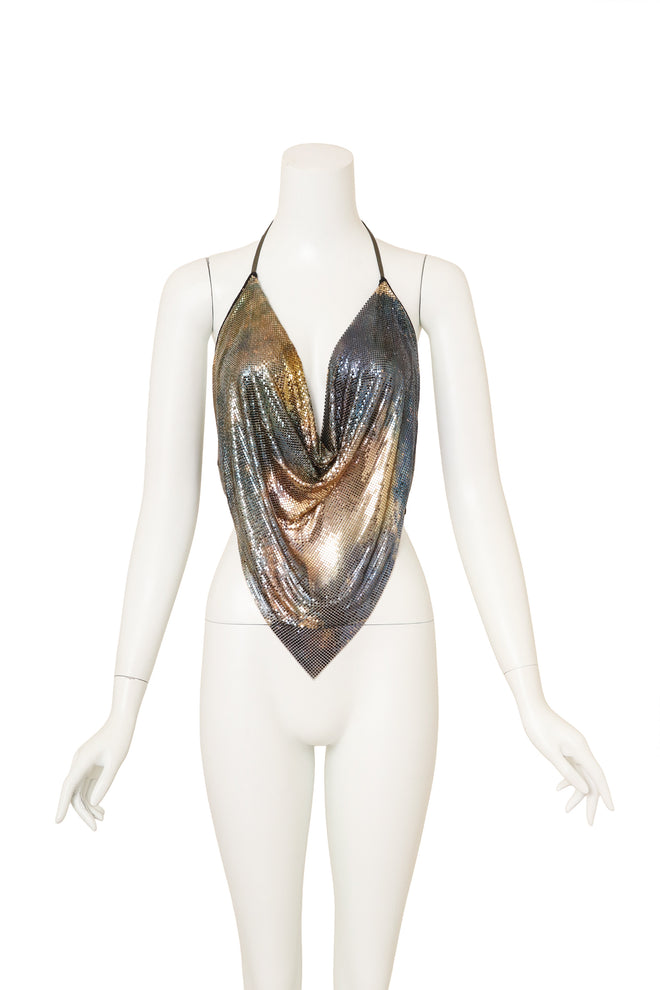 Vintage Ferrara Twilight Ombré Mesh Halter Top on mannequin @ Recess LA