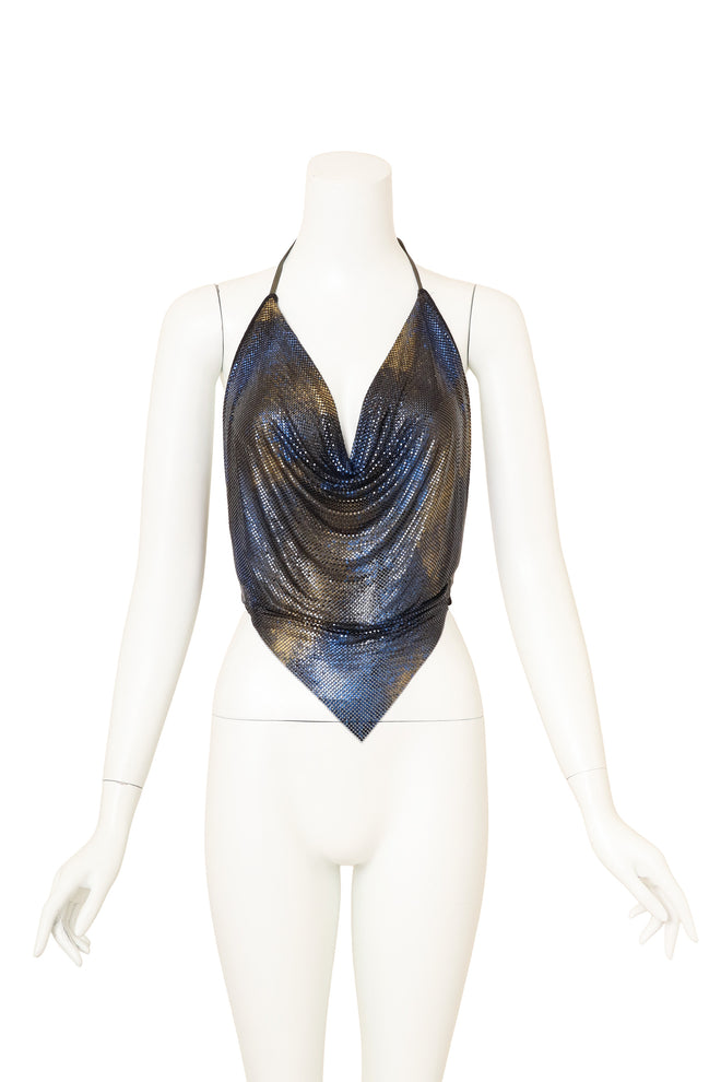 Vintage Ferrara Midnight Ombré Mesh Halter Top on mannequin @ Recess LA