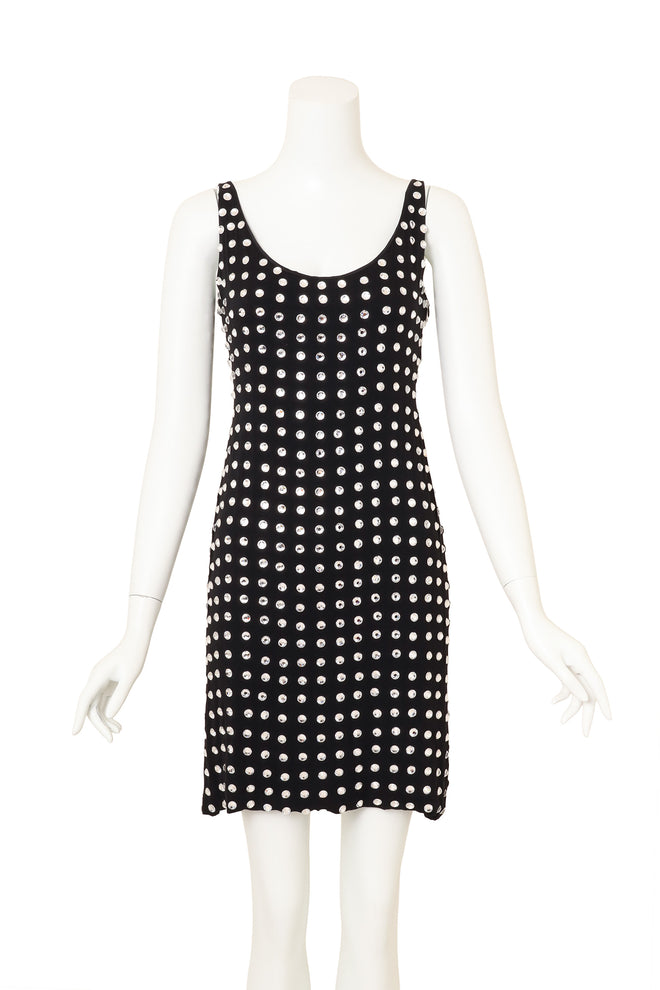 Vintage CD Greene Mirror Crystal Mini Dress on mannequin @ Recess LA