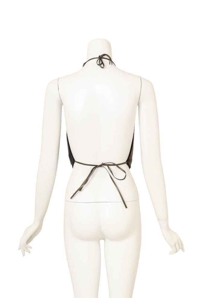 Vintage Ferrara Midnight Ombré Mesh Halter Top on mannequin back @ Recess LA
