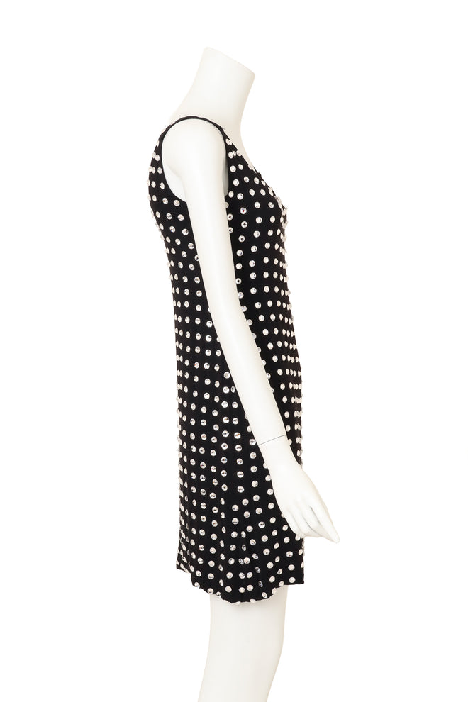Vintage CD Greene Mirror Crystal Mini Dress on mannequin side @ Recess LA