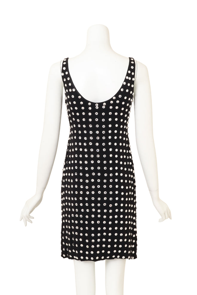 Vintage CD Greene Mirror Crystal Mini Dress on mannequin back @ Recess LA