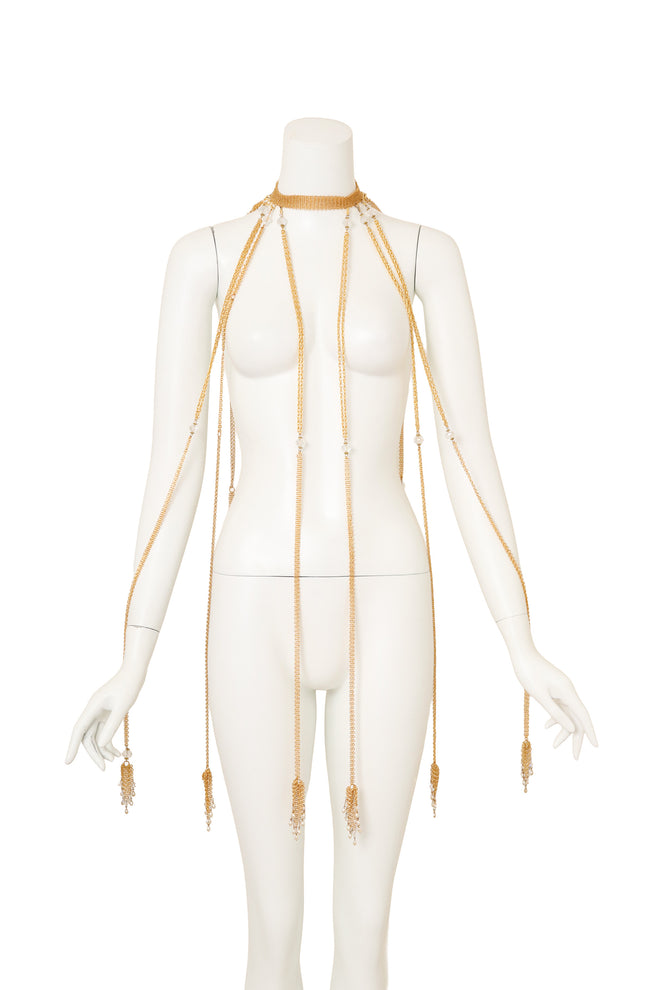 Vintage Ferrara Pearl Mesh Strand Collar on mannequin @ Recess LA
