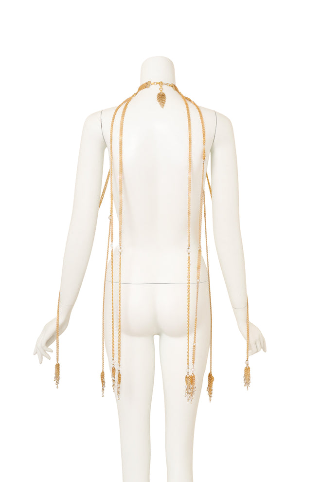 Vintage Ferrara Pearl Mesh Strand Collar on mannequin back @ Recess LA