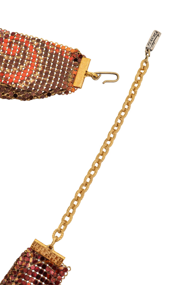 Vintage Ferrara Floral Metal Mesh Cowl chain @ Recess LA