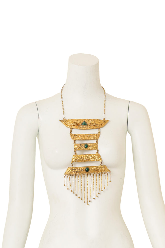 Cabochon Ladder Fringe Necklace on mannequin @ Recess LA
