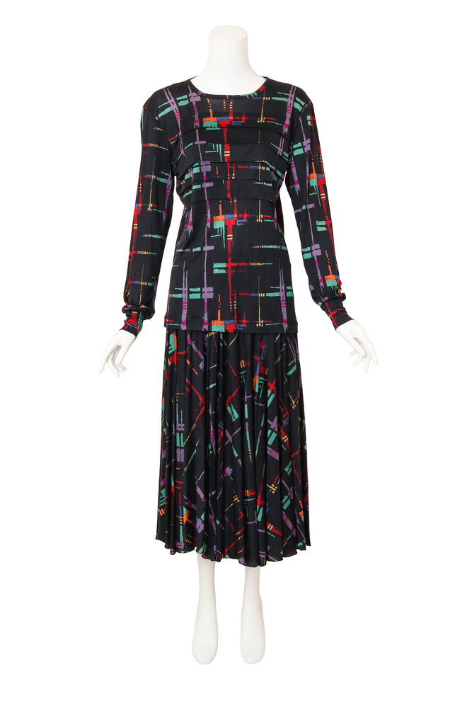 Vintage Missoni Sketch Plaid Top, Skirt & Belt Set on mannequin untucked @ Recess LA