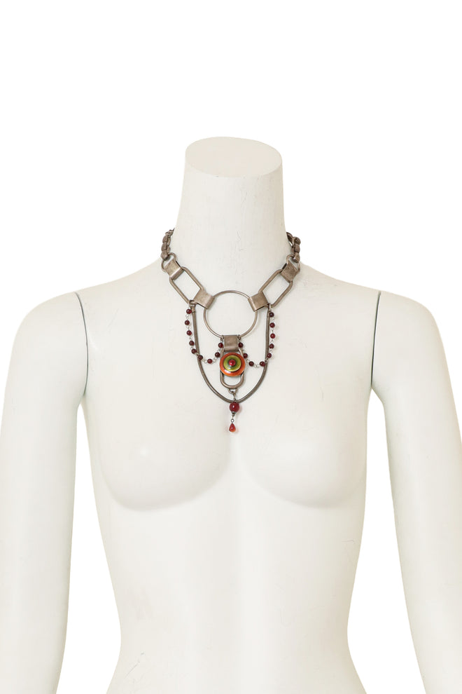 Industrial Ring Enamel Necklace by Jean Paul Gaultier on mannequin @ Recess LA