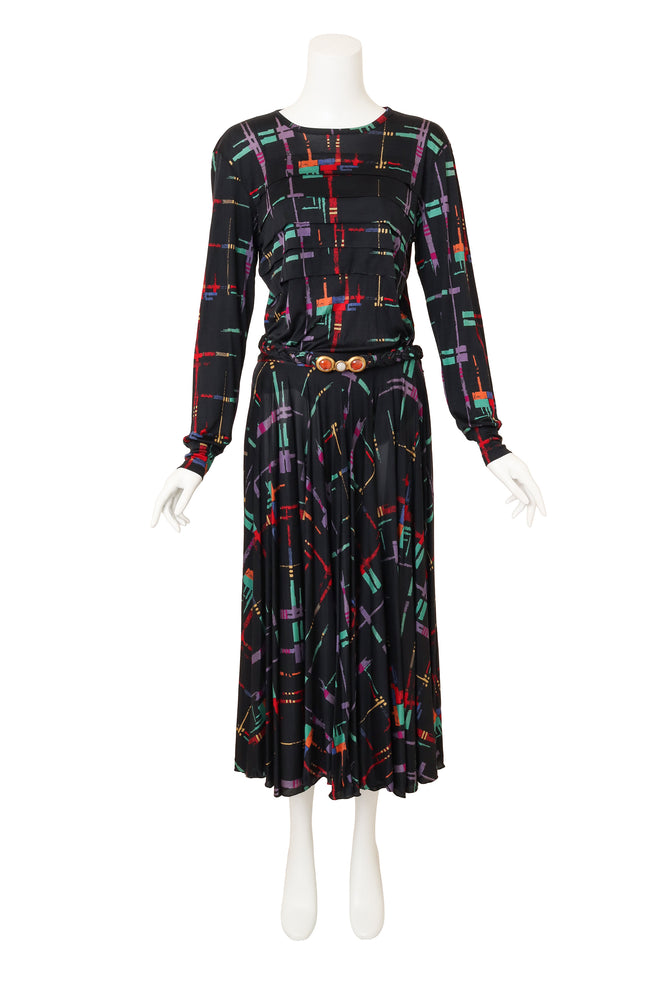 Vintage Missoni Sketch Plaid Top, Skirt & Belt Set on mannequin @ Recess LA