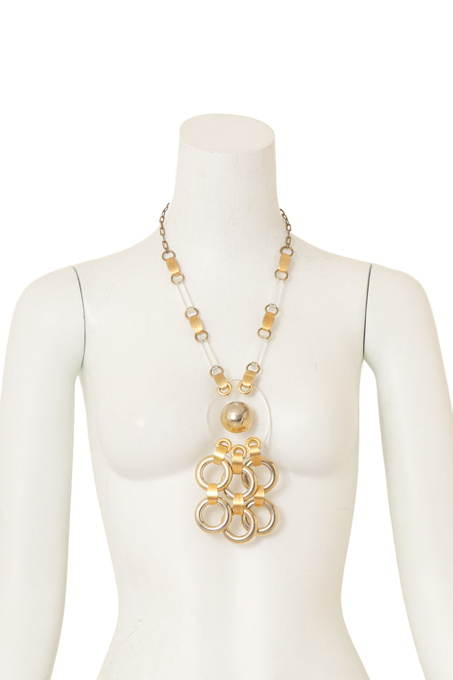 Lucite Ring Fringe Necklace on mannequin @ Recess LA