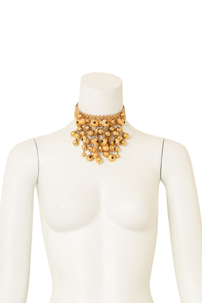 Textured Orb Cascade Choker by Bijoux Elfe on mannequin @ Recess LA