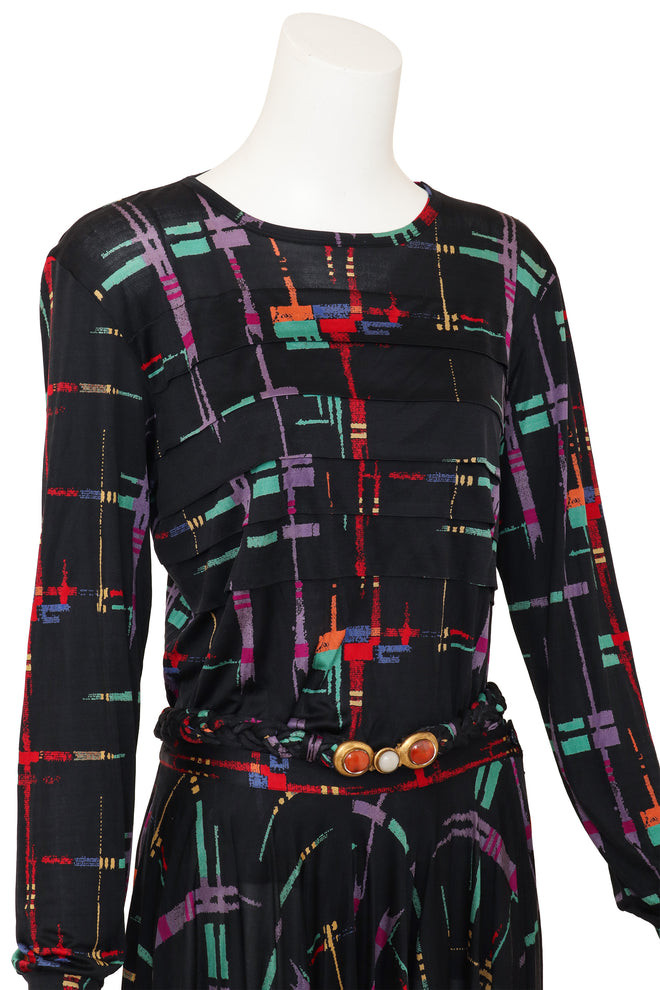 Vintage Missoni Sketch Plaid Top, Skirt & Belt Set on mannequin close @ Recess LA