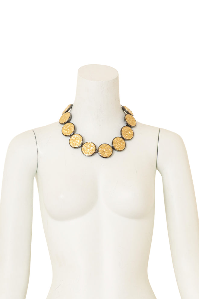 Hammered Disc Necklace by Yves Saint Laurent on mannequin @ Recess LA