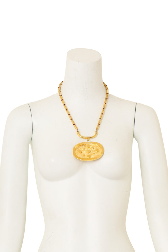 Oval Dot Plate Pendant Necklace by Pauline Rader on mannequin @ Recess LA