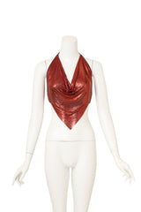 Vintage Ferrara Copper Mesh Halter Top on mannequin @ Recess LA
