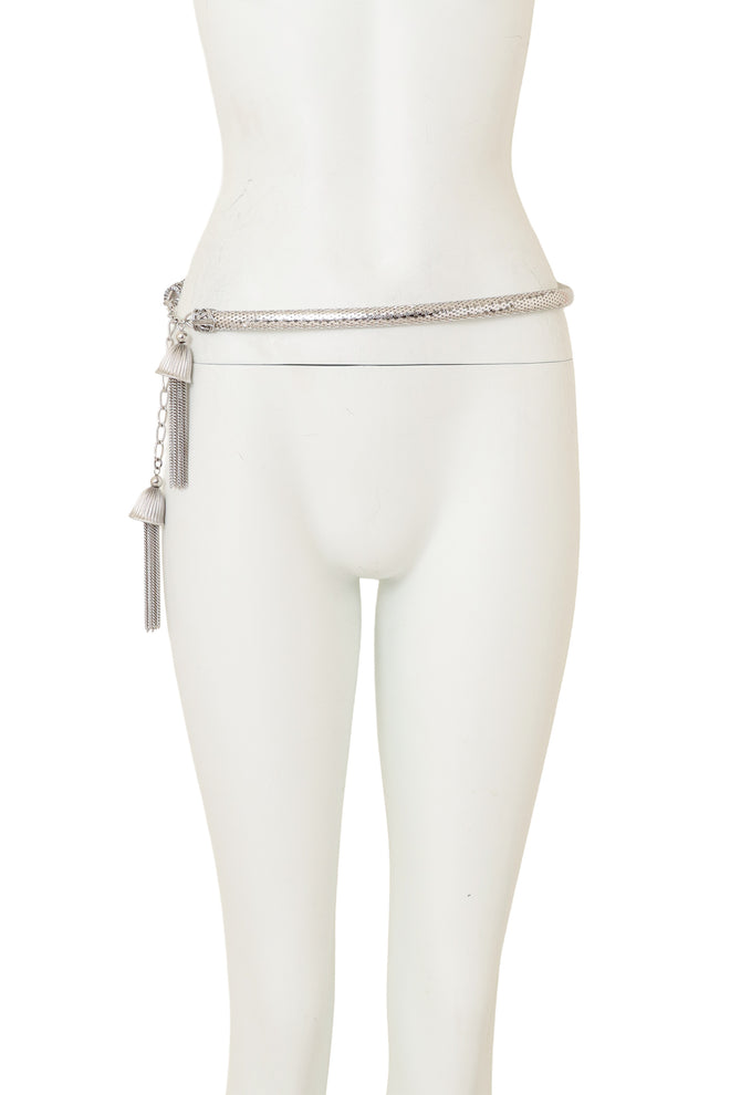 Metal Mesh Tassel Belt on mannequin @ Recess LA