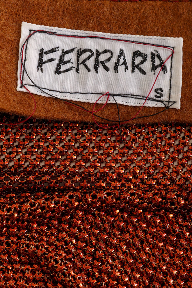 Vintage Ferrara Copper Mesh Halter Top label @ Recess LA