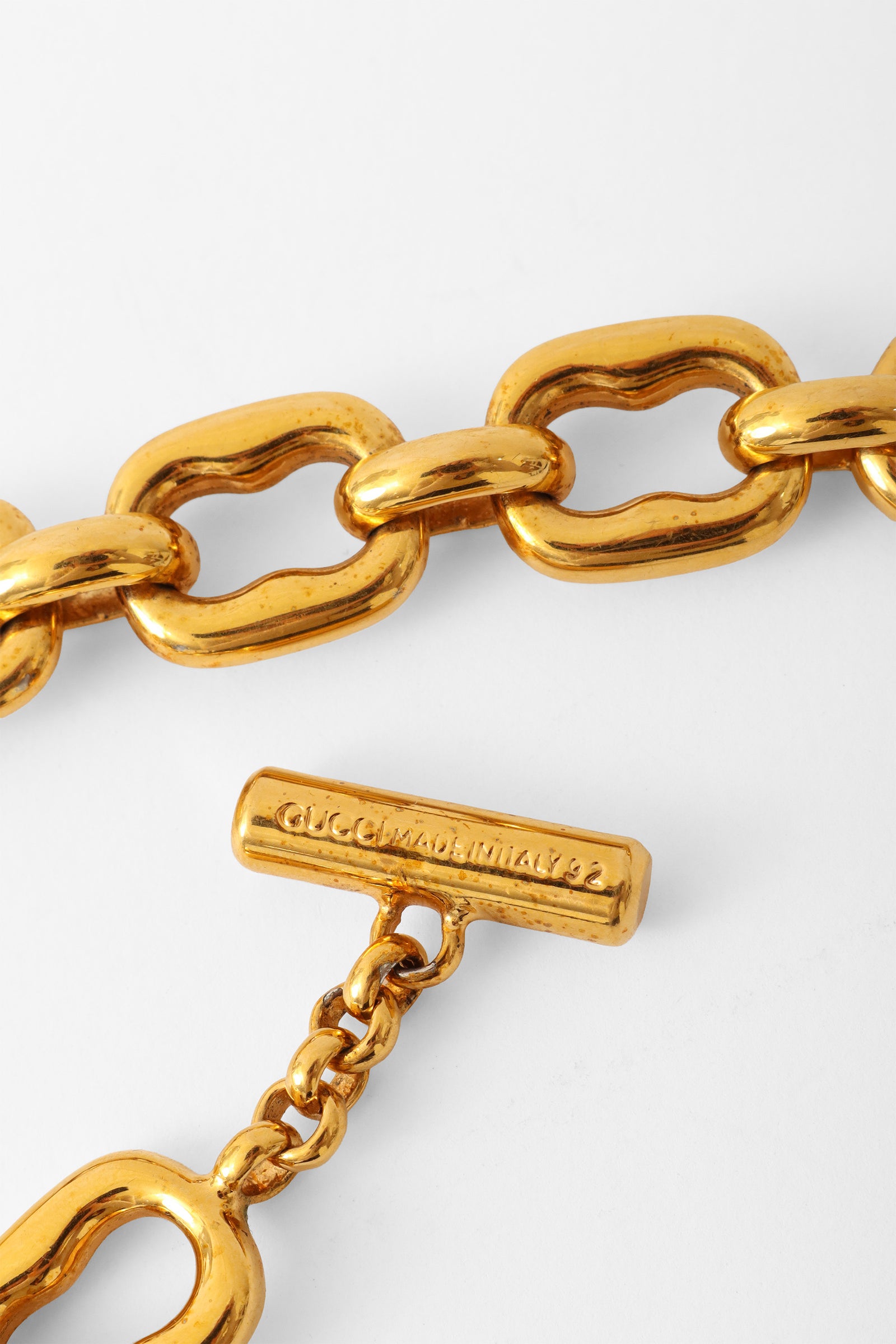 Vintage Gucci 1992 Squared Link Cabochon Cross Necklace – Recess