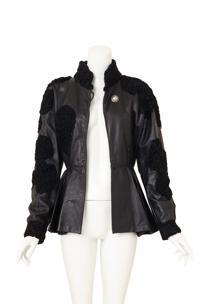 Vintage Emilio Pucci Patch Fur Peplum Jacket on mannequin open @ Recess LA