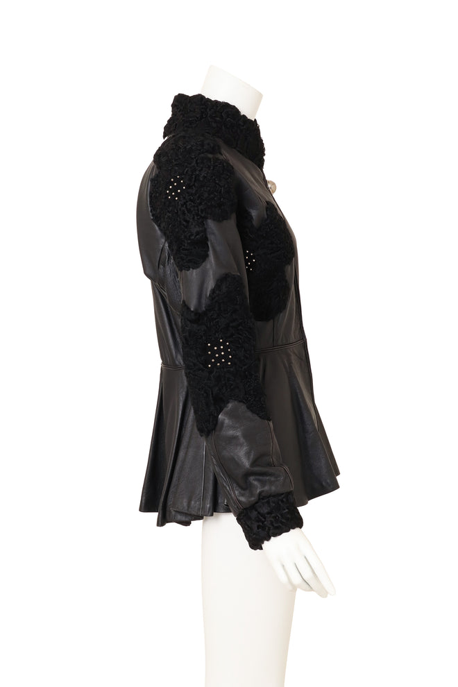 Vintage Emilio Pucci Patch Fur Peplum Jacket on mannequin side @ Recess LA