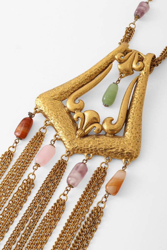 chain fringe necklace gems close @ Recess LA