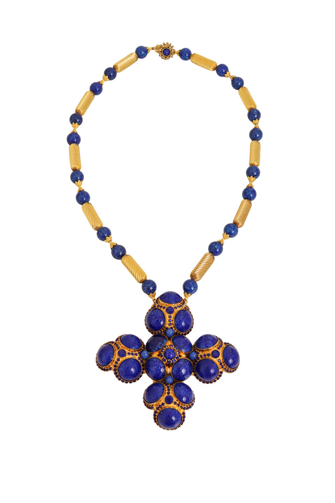 Lapis Maltese Cross Necklace by William De Lillo @ Recess LA