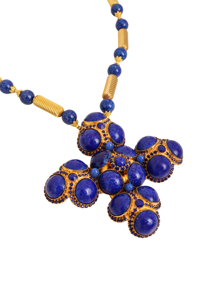 Lapis Maltese Cross Necklace by William De Lillo close @ Recess LA