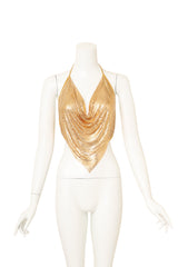 Vintage Ferrara Gold Mesh Halter Top on mannequin @ Recess LA