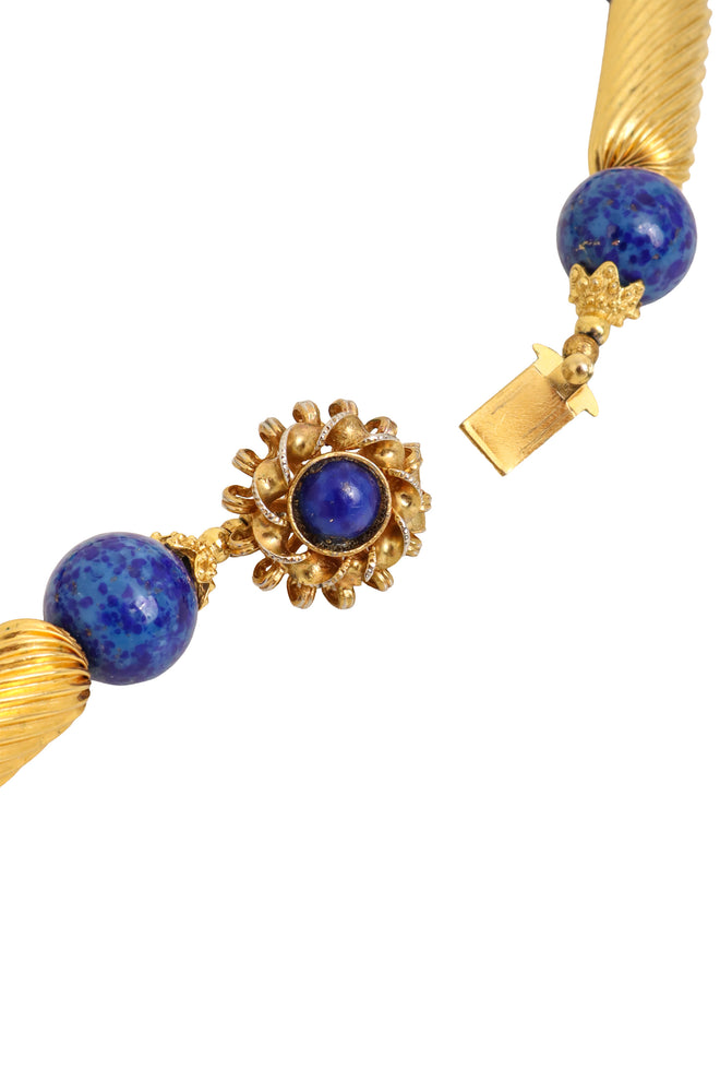 Lapis Maltese Cross Necklace by William De Lillo clasp @ Recess LA