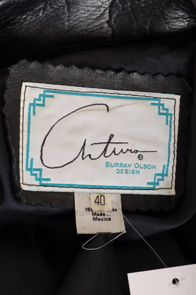 Vintage Arturo Concho Fringe Leather Jacket label @ Recess LA