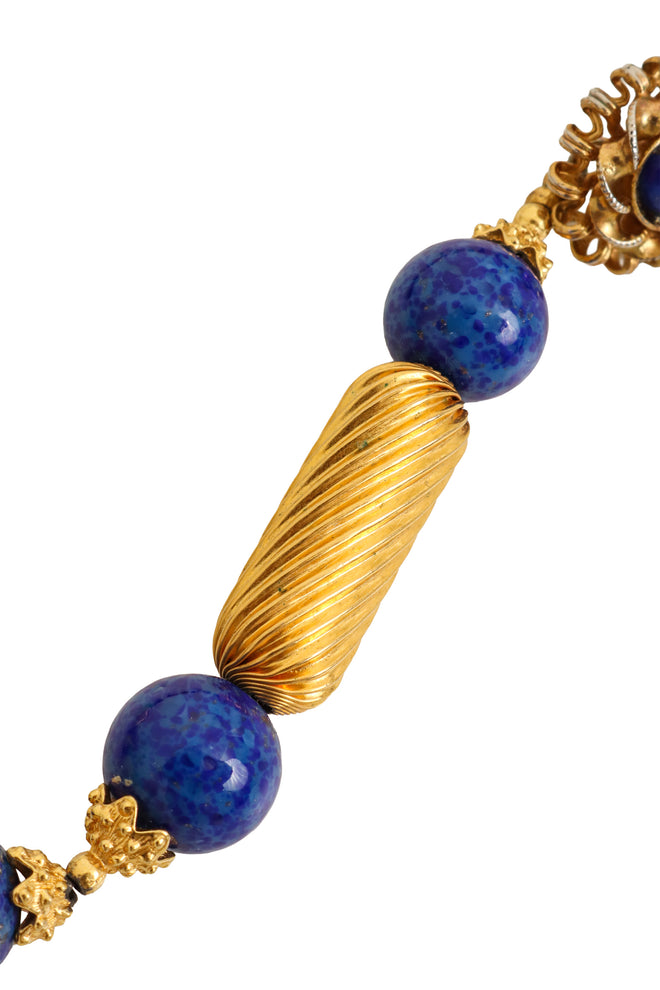 Lapis Maltese Cross Necklace by William De Lillo bead close @ Recess LA